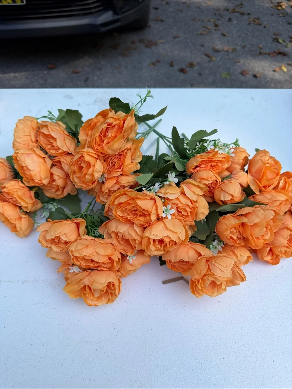 8 Pack Orange Peonies Artificial Flowers Fall Fake Silk Hydrangea Bouquets